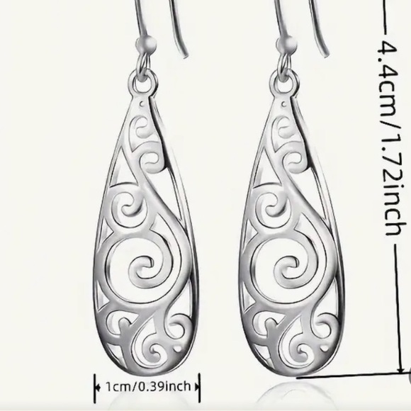 FREE VINTAGE Inspired Silver Filagree Bohemian Dangle Earrings NIB - Picture 4 of 7